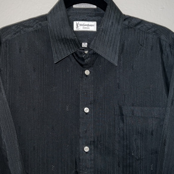 Yves Saint Laurent full monogram button down 16 32-33 - Picture 1 of 10